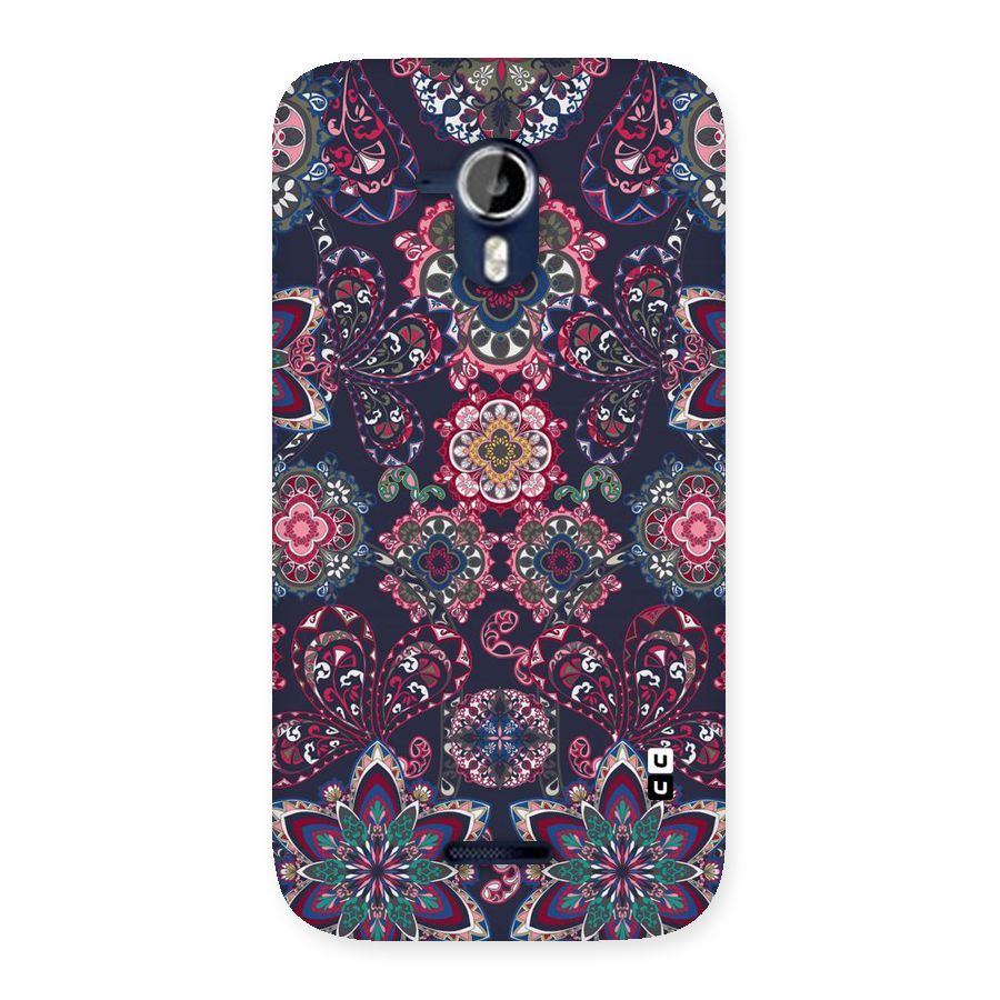 Navy Blue Bloom Pattern Back Case for Micromax Canvas Magnus A117