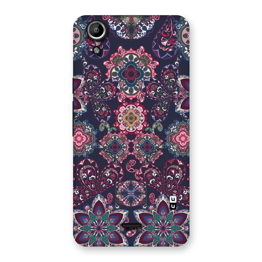 Navy Blue Bloom Pattern Back Case for Micromax Canvas Selfie Lens Q345