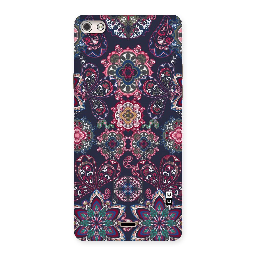 Navy Blue Bloom Pattern Back Case for Micromax Canvas Silver 5