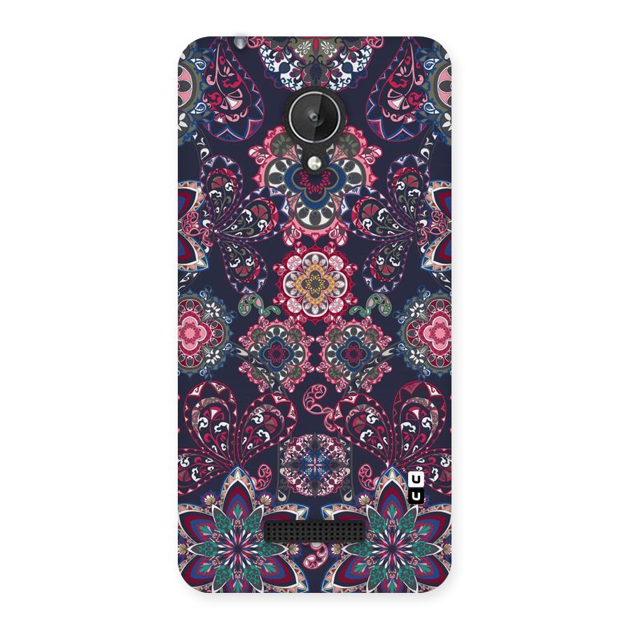 Navy Blue Bloom Pattern Back Case for Micromax Canvas Spark Q380