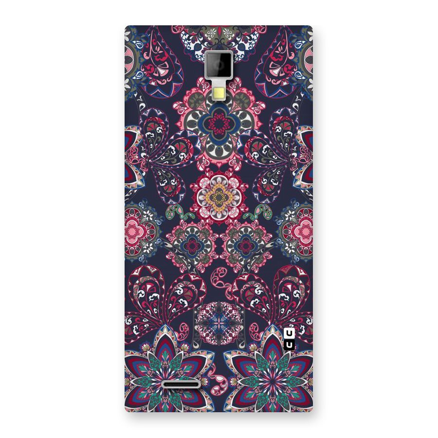 Navy Blue Bloom Pattern Back Case for Micromax Canvas Xpress A99