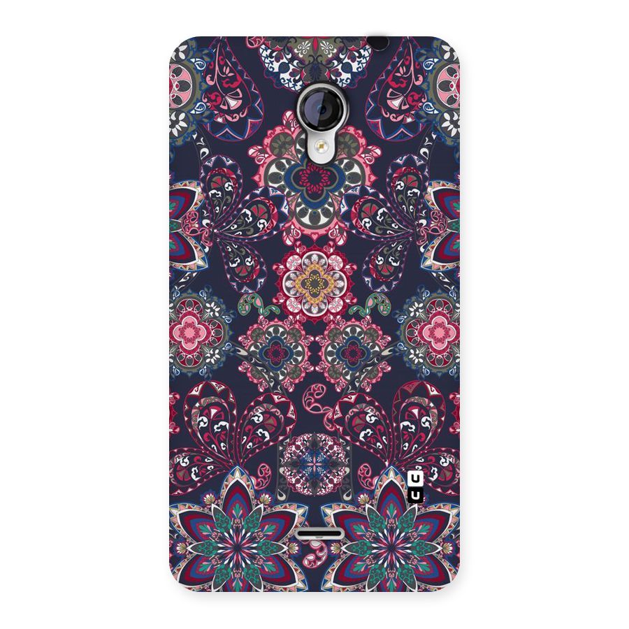 Navy Blue Bloom Pattern Back Case for Micromax Unite 2 A106