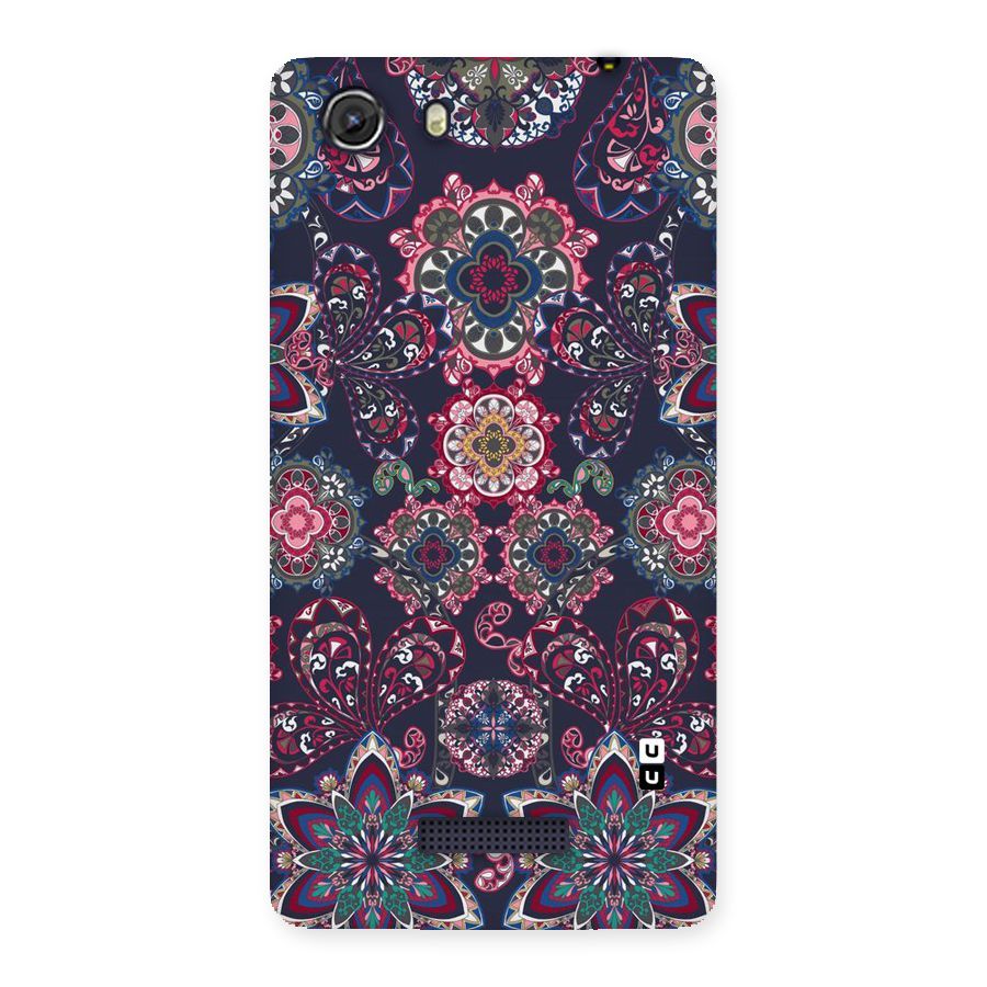 Navy Blue Bloom Pattern Back Case for Micromax Unite 3