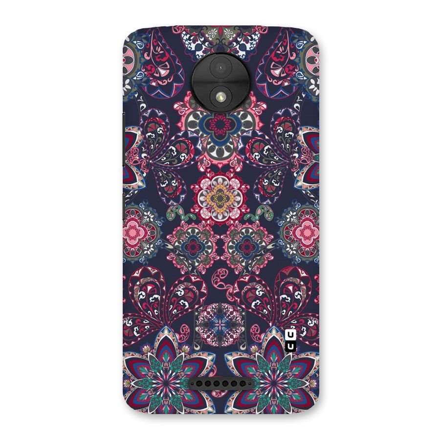 Navy Blue Bloom Pattern Back Case for Moto C