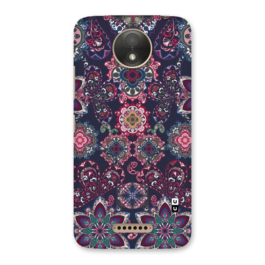 Navy Blue Bloom Pattern Back Case for Moto C Plus