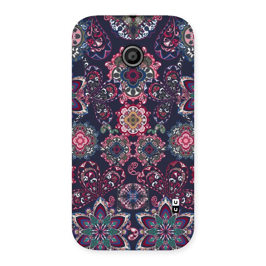 Navy Blue Bloom Pattern Back Case for Moto E