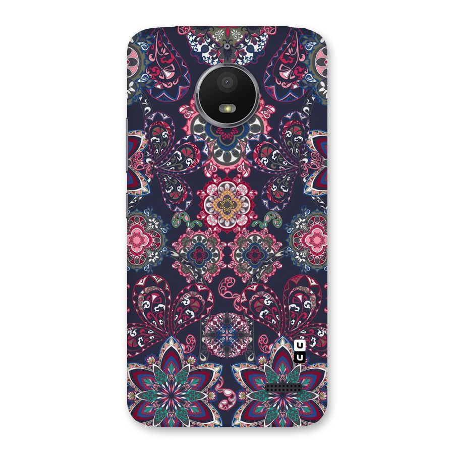 Navy Blue Bloom Pattern Back Case for Moto E4