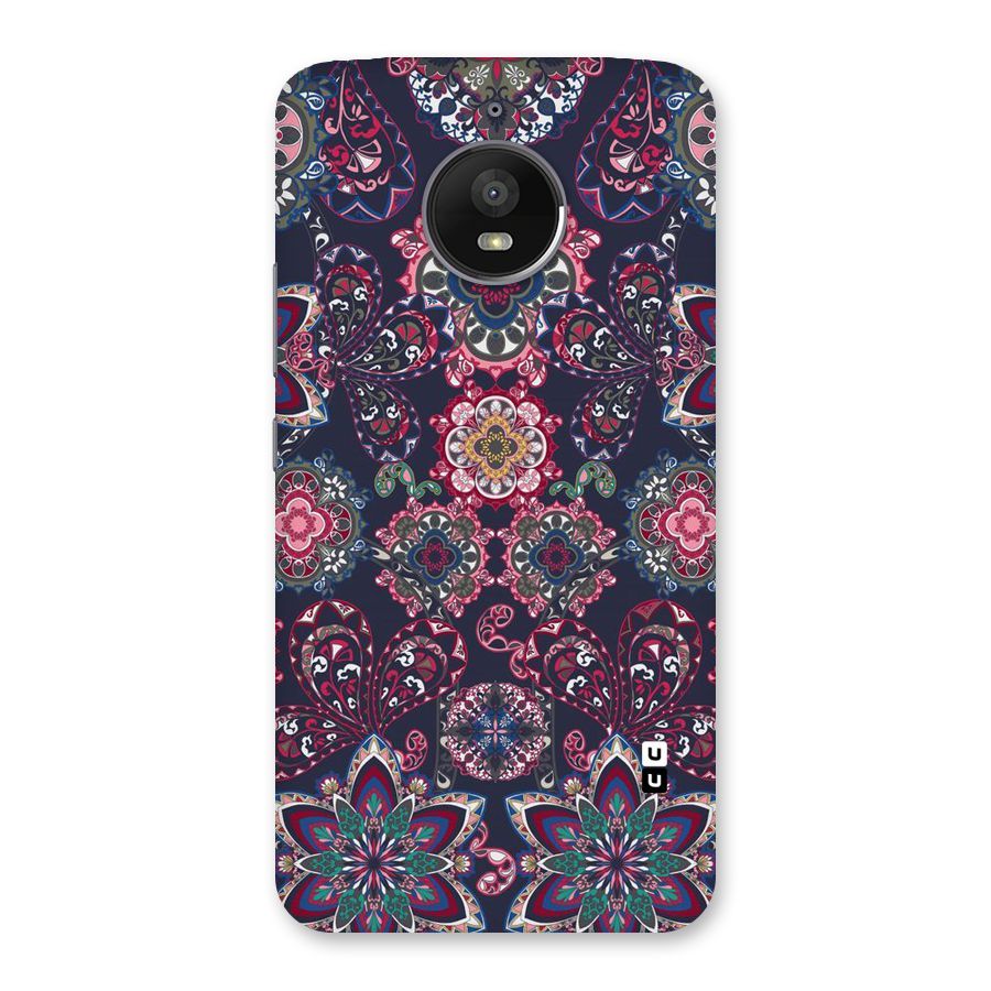 Navy Blue Bloom Pattern Back Case for Moto E4 Plus