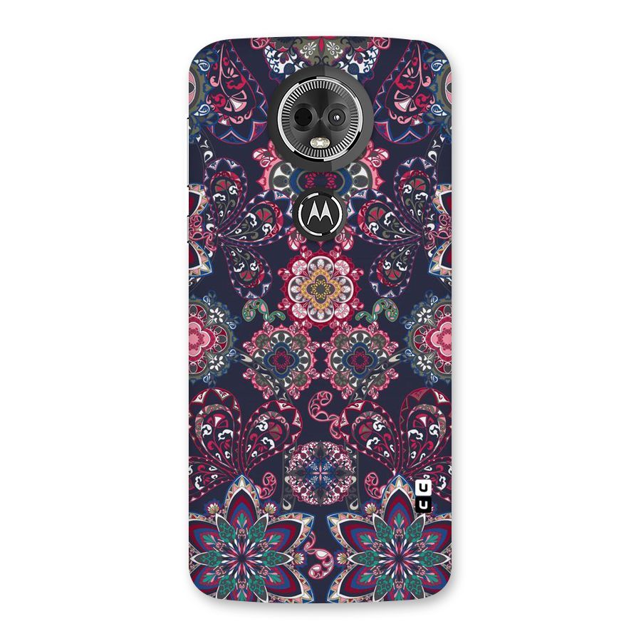 Navy Blue Bloom Pattern Back Case for Moto E5 Plus