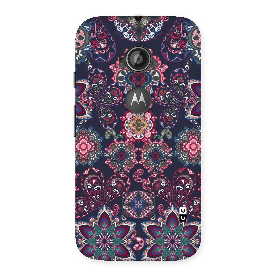 Navy Blue Bloom Pattern Back Case for Moto E 2nd Gen