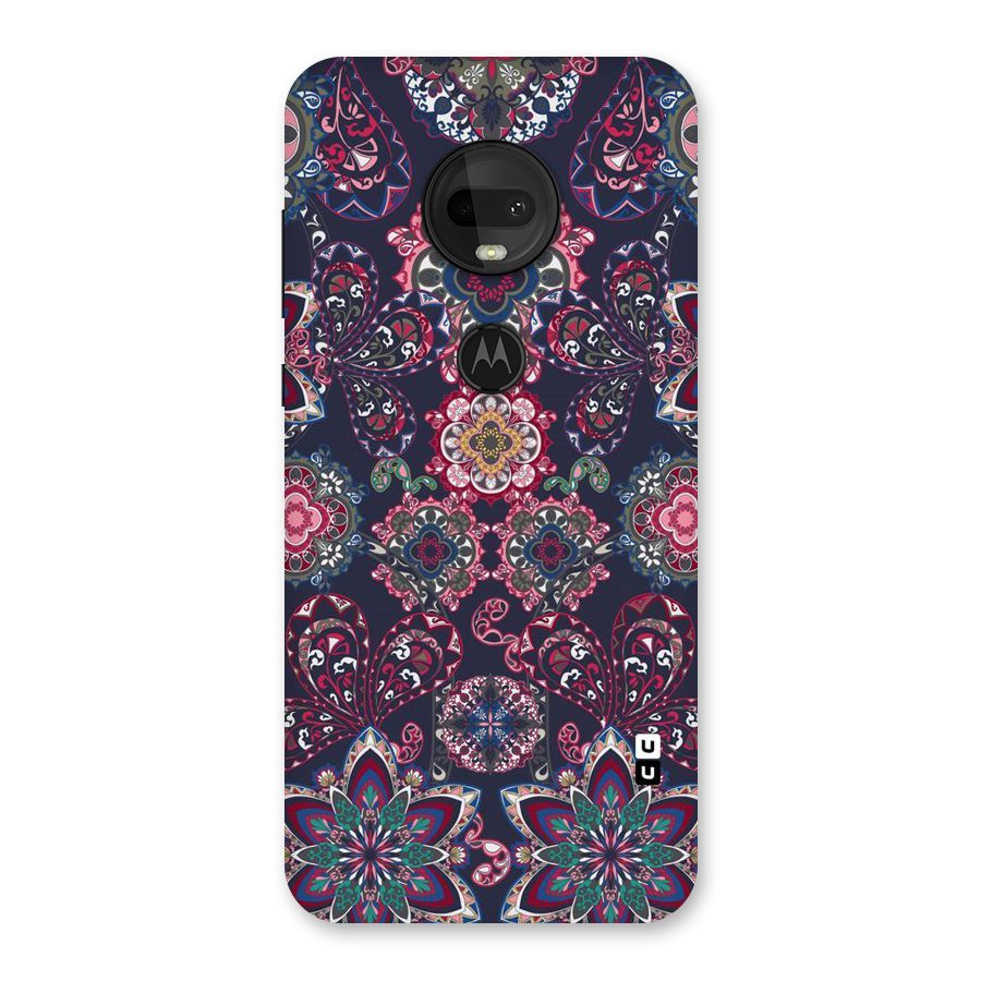 Navy Blue Bloom Pattern Back Case for Moto G7