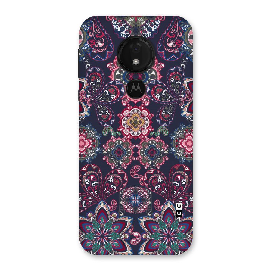 Navy Blue Bloom Pattern Back Case for Moto G7 Power