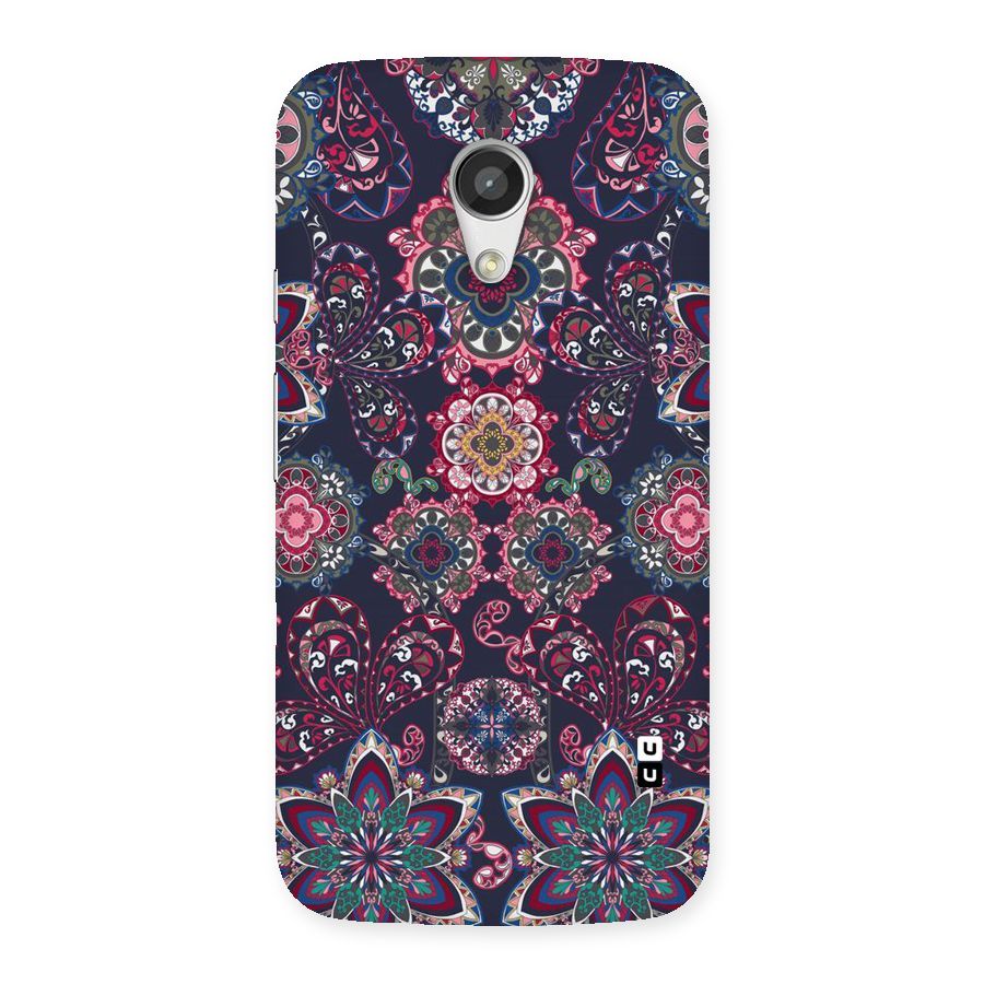 Navy Blue Bloom Pattern Back Case for Moto G 2nd Gen