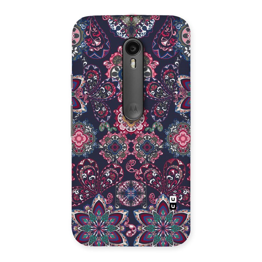 Navy Blue Bloom Pattern Back Case for Moto G Turbo