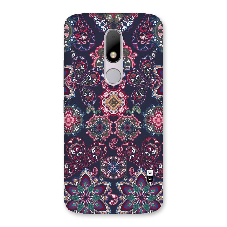 Navy Blue Bloom Pattern Back Case for Moto M