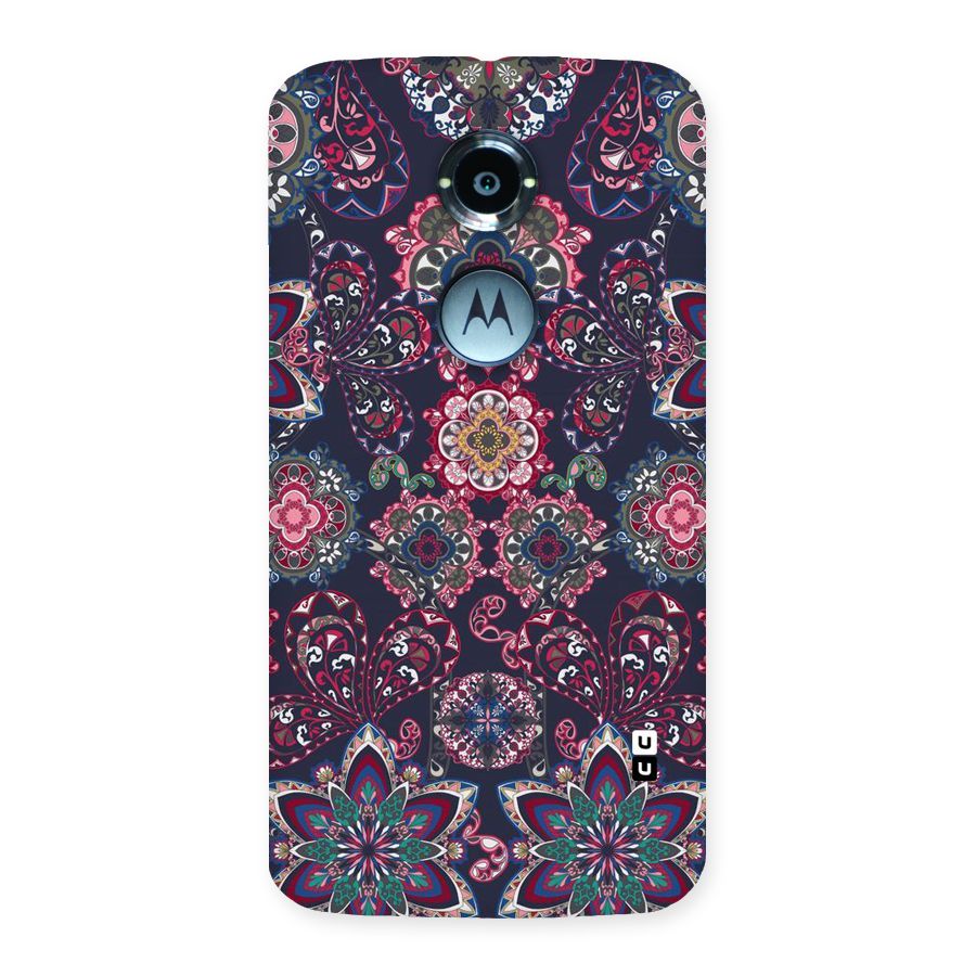 Navy Blue Bloom Pattern Back Case for Moto X 2nd Gen