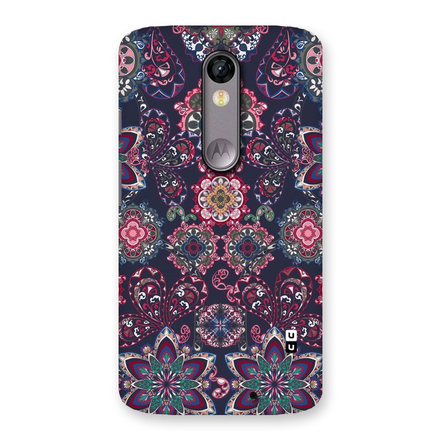 Navy Blue Bloom Pattern Back Case for Moto X Force