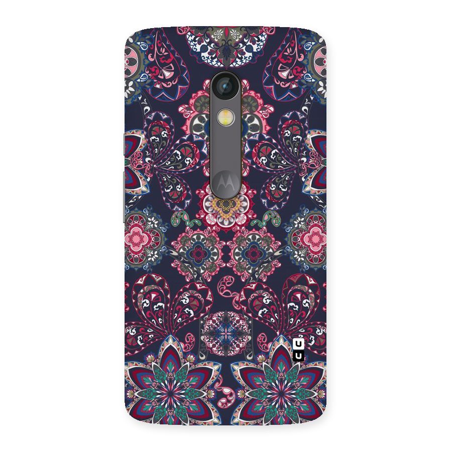 Navy Blue Bloom Pattern Back Case for Moto X Play