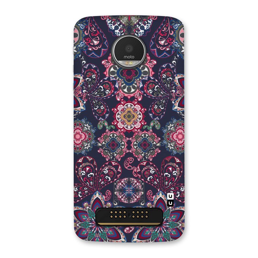 Navy Blue Bloom Pattern Back Case for Moto Z Play