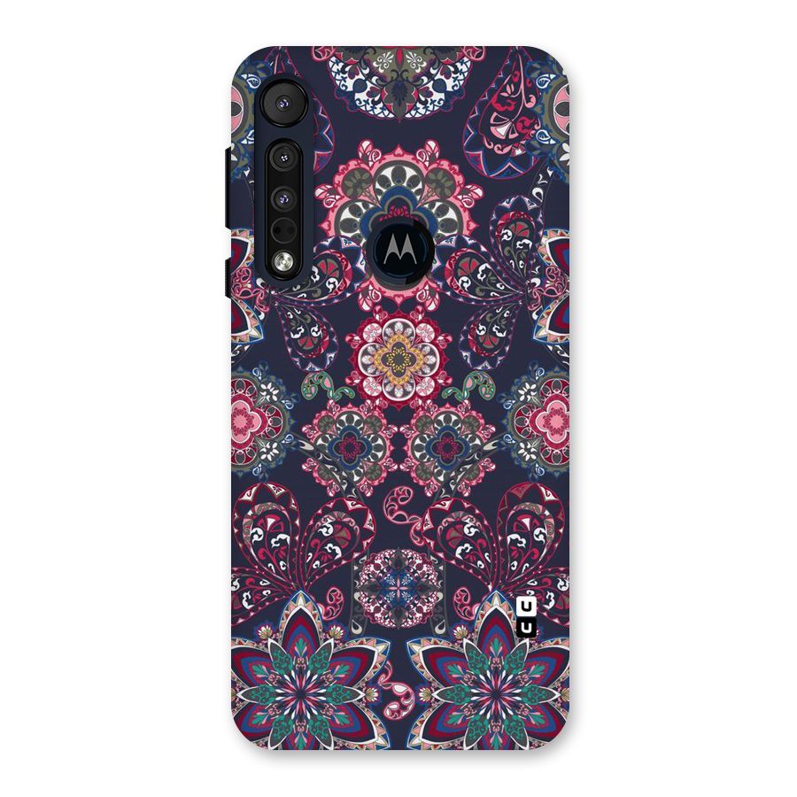 Navy Blue Bloom Pattern Back Case for Motorola One Macro