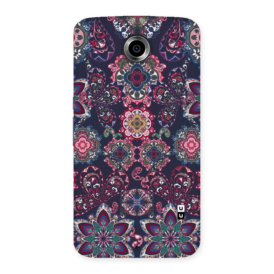 Navy Blue Bloom Pattern Back Case for Nexsus 6