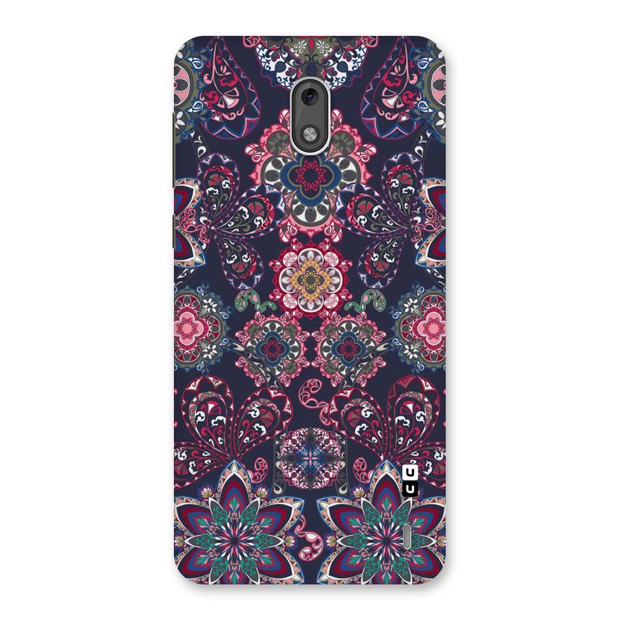 Navy Blue Bloom Pattern Back Case for Nokia 2