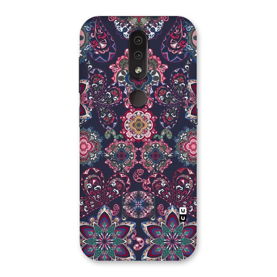 Navy Blue Bloom Pattern Back Case for Nokia 4.2