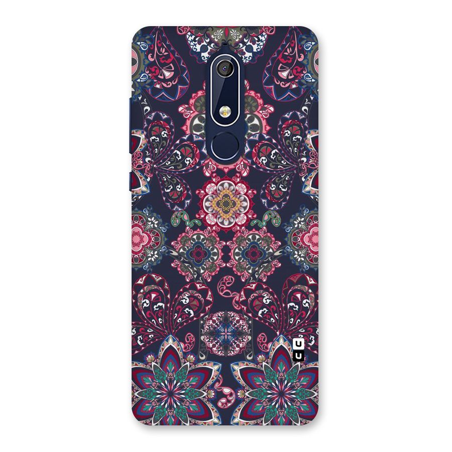 Navy Blue Bloom Pattern Back Case for Nokia 5.1