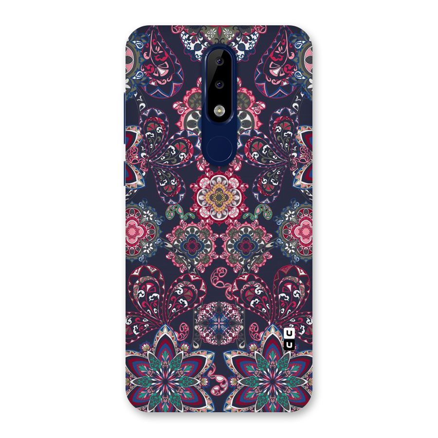 Navy Blue Bloom Pattern Back Case for Nokia 5.1 Plus