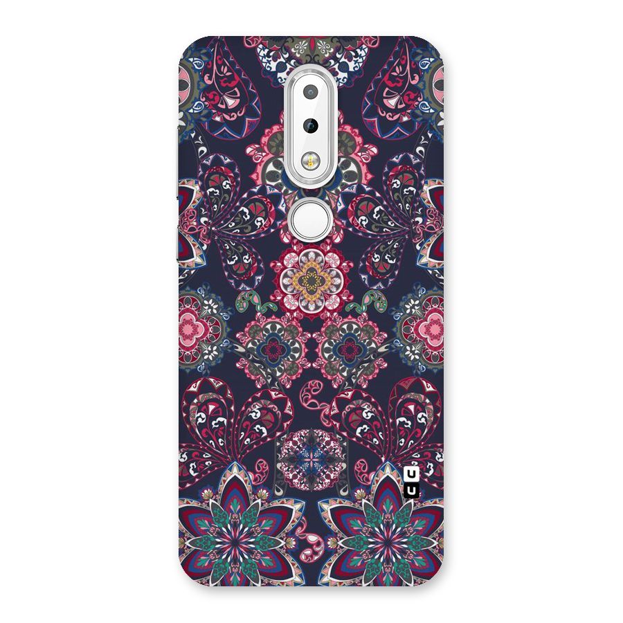 Navy Blue Bloom Pattern Back Case for Nokia 6.1 Plus