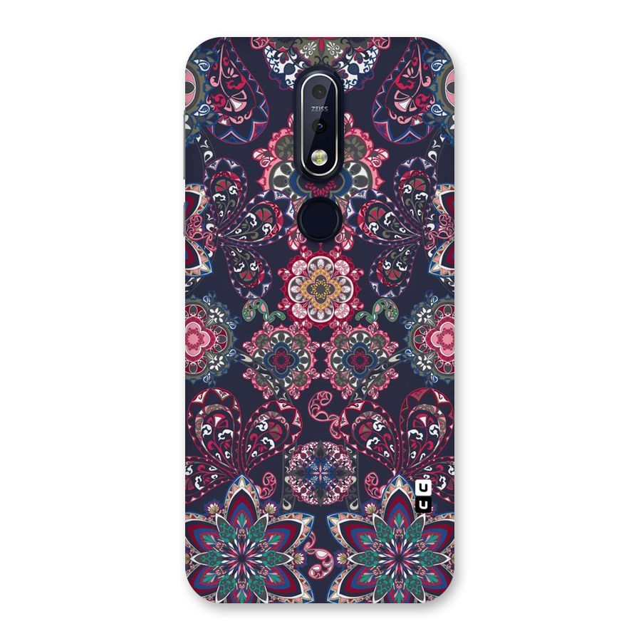 Navy Blue Bloom Pattern Back Case for Nokia 7.1