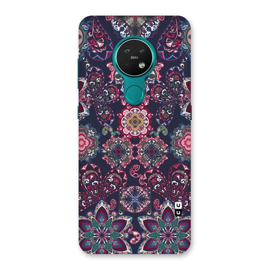 Navy Blue Bloom Pattern Back Case for Nokia 7.2