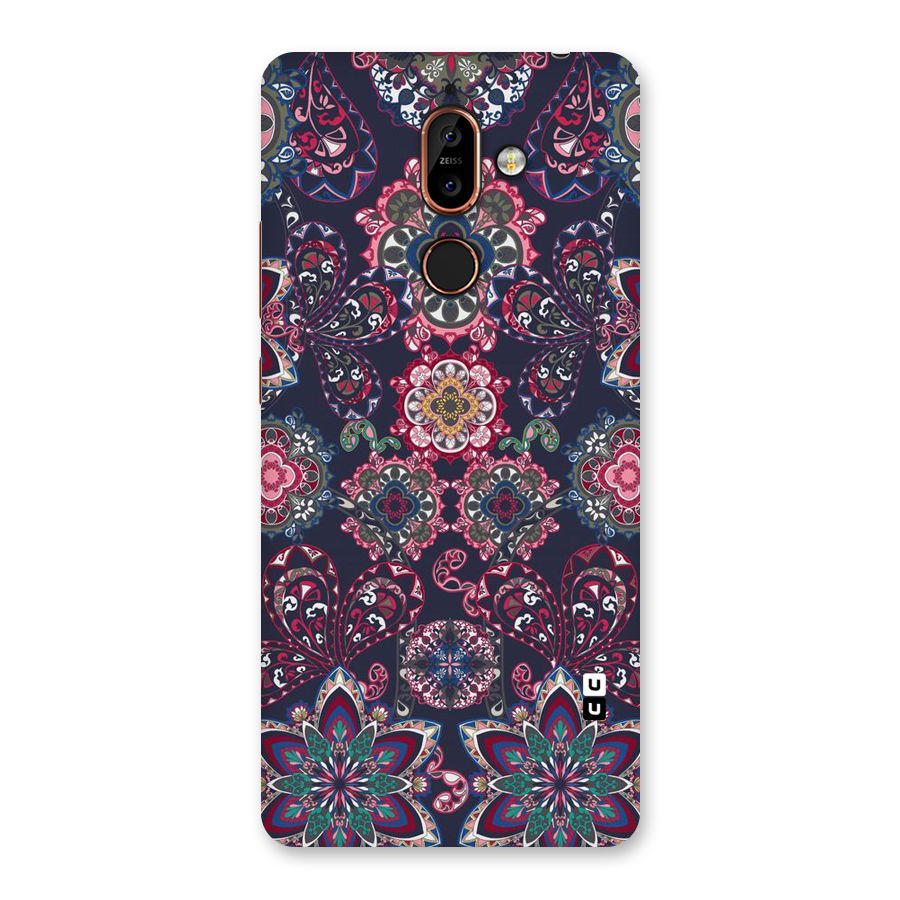 Navy Blue Bloom Pattern Back Case for Nokia 7 Plus