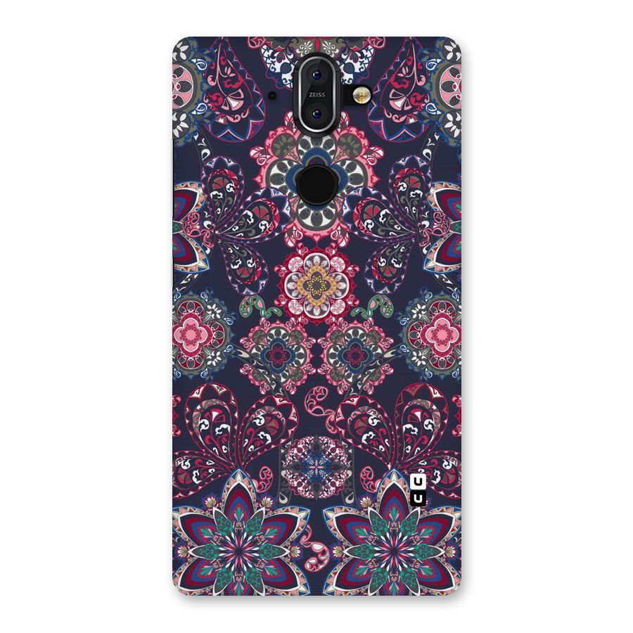Navy Blue Bloom Pattern Back Case for Nokia 8 Sirocco