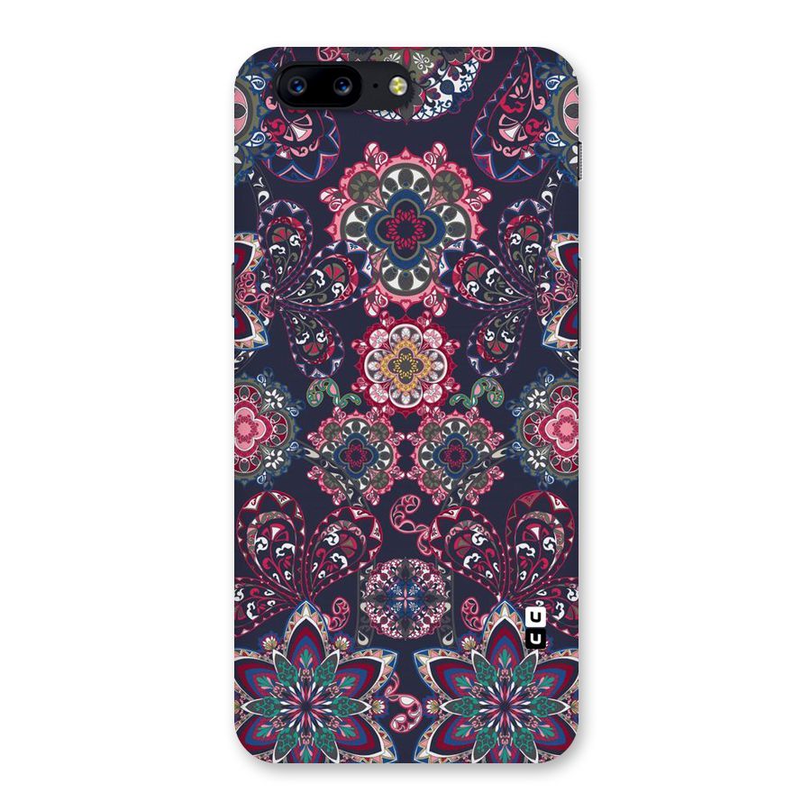 Navy Blue Bloom Pattern Back Case for OnePlus 5