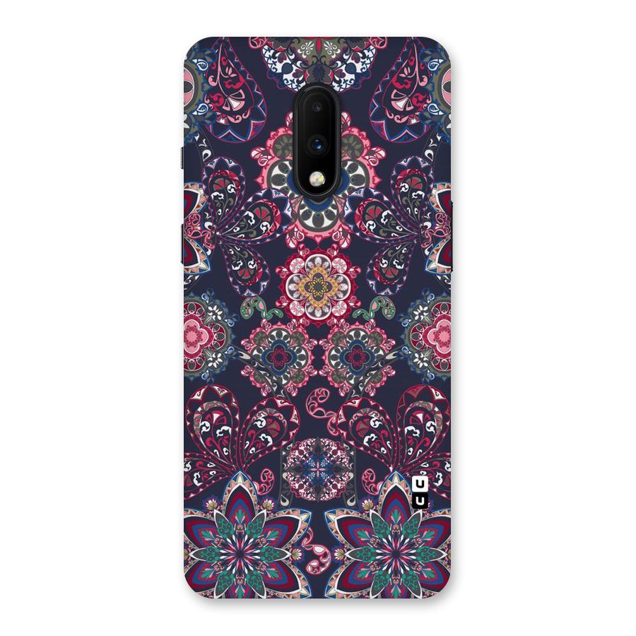 Navy Blue Bloom Pattern Back Case for OnePlus 7