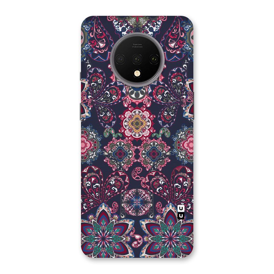 Navy Blue Bloom Pattern Back Case for OnePlus 7T