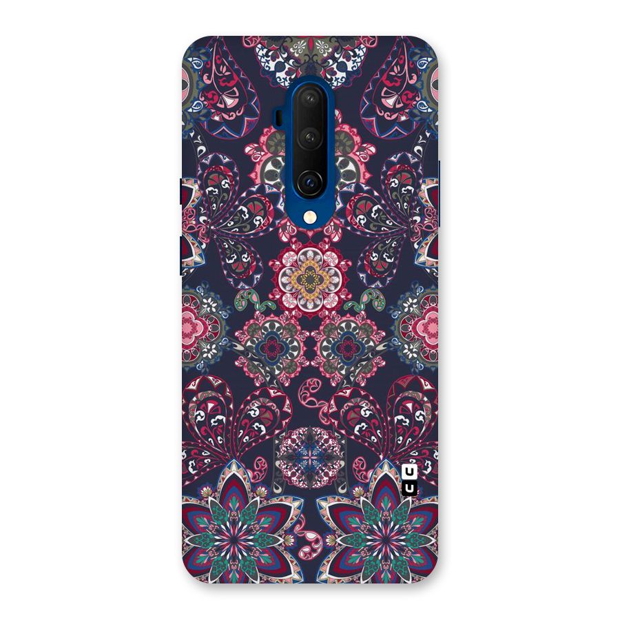 Navy Blue Bloom Pattern Back Case for OnePlus 7T Pro