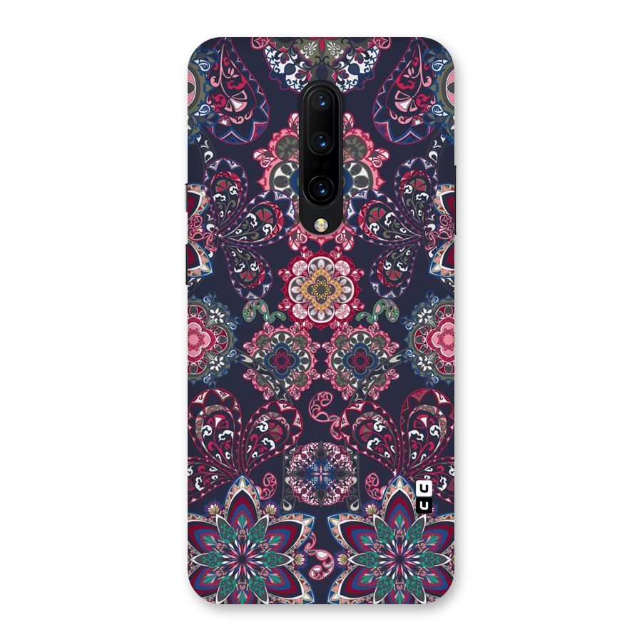 Navy Blue Bloom Pattern Back Case for OnePlus 7 Pro