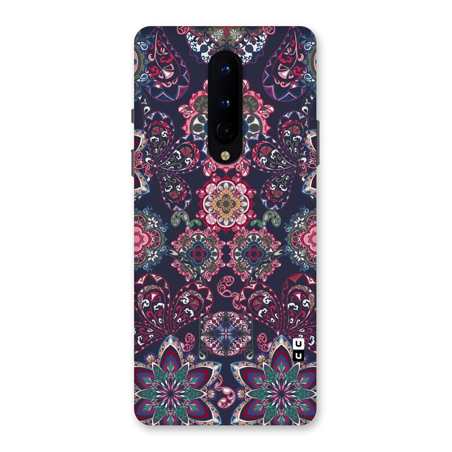 Navy Blue Bloom Pattern Back Case for OnePlus 8