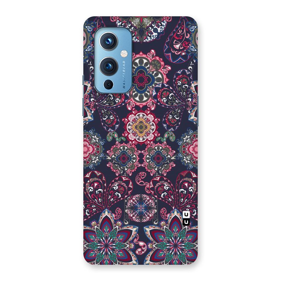 Navy Blue Bloom Pattern Back Case for OnePlus 9