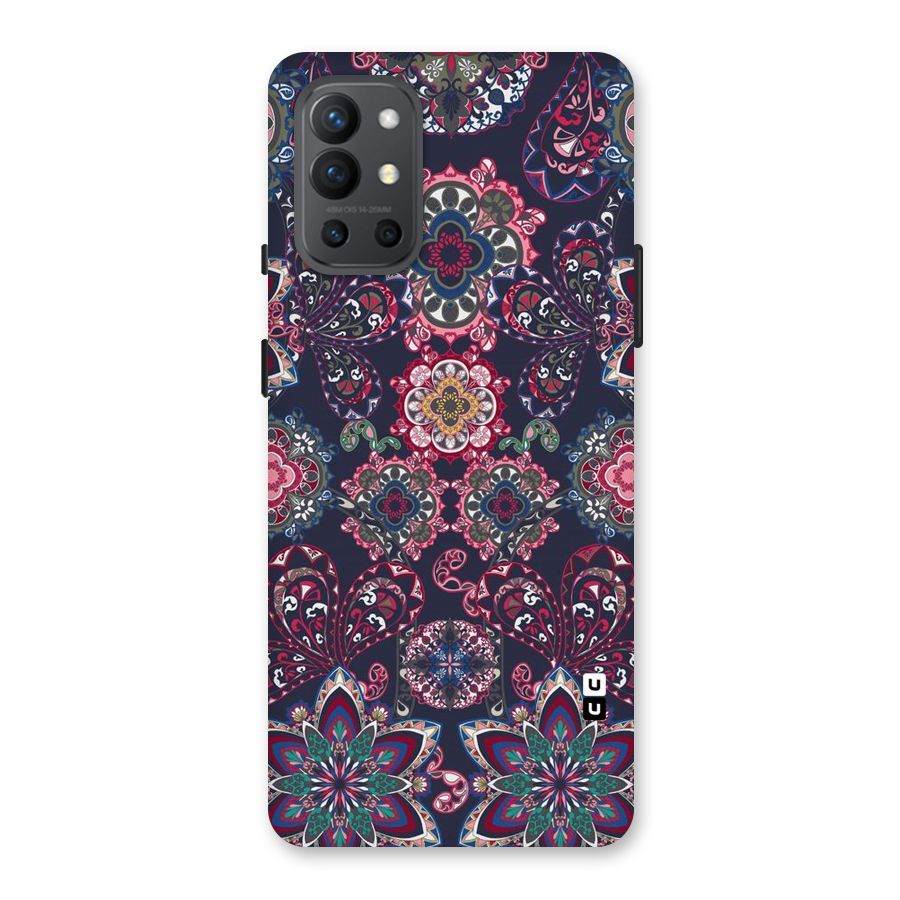Navy Blue Bloom Pattern Back Case for OnePlus 9R