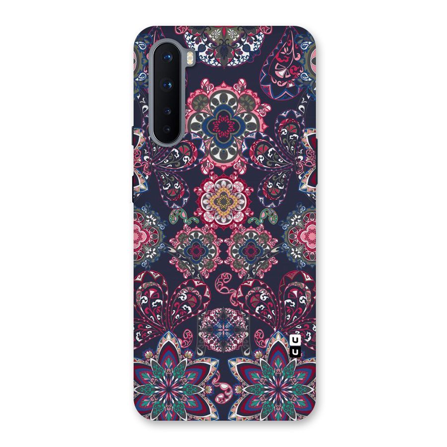 Navy Blue Bloom Pattern Back Case for OnePlus Nord