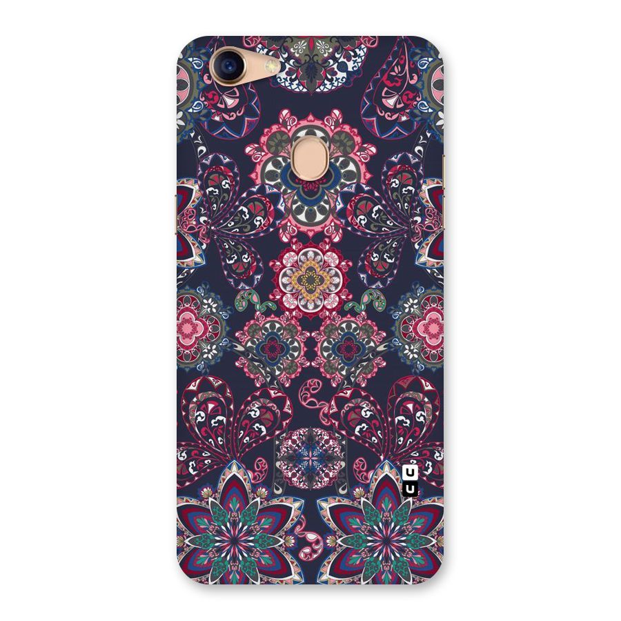 Navy Blue Bloom Pattern Back Case for Oppo F5 Youth