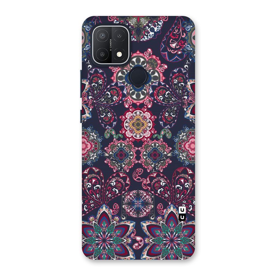 Navy Blue Bloom Pattern Back Case for Oppo A15