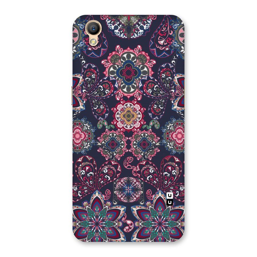 Navy Blue Bloom Pattern Back Case for Oppo A37