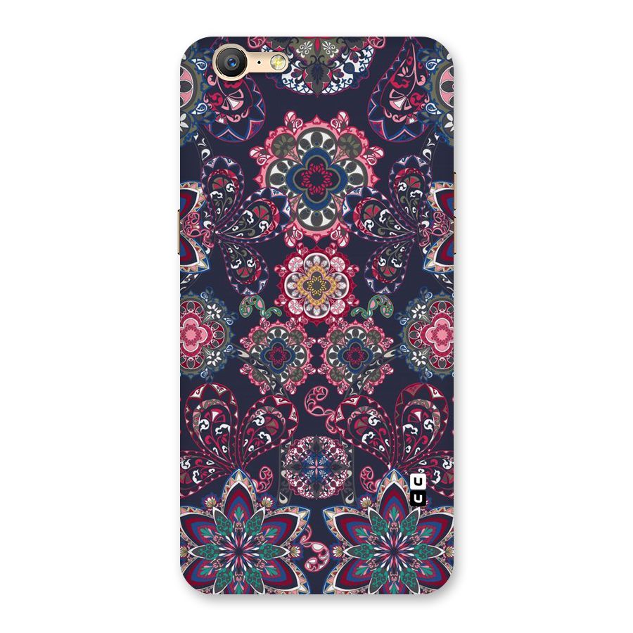 Navy Blue Bloom Pattern Back Case for Oppo A39
