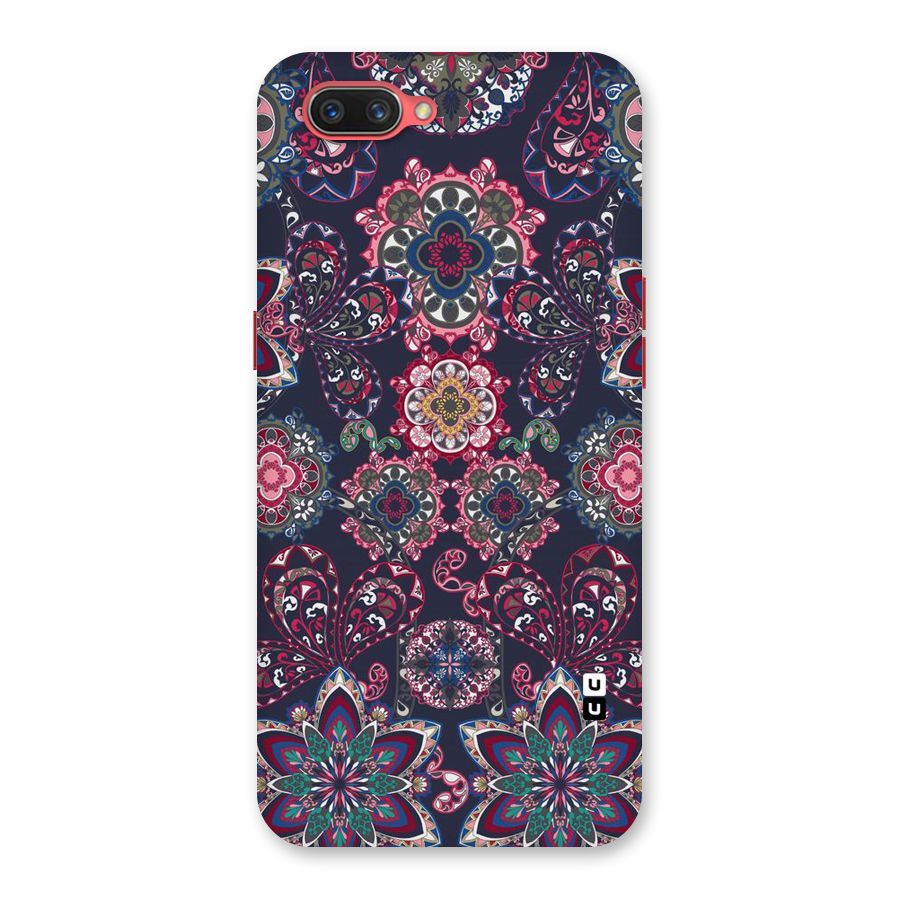 Navy Blue Bloom Pattern Back Case for Oppo A3s