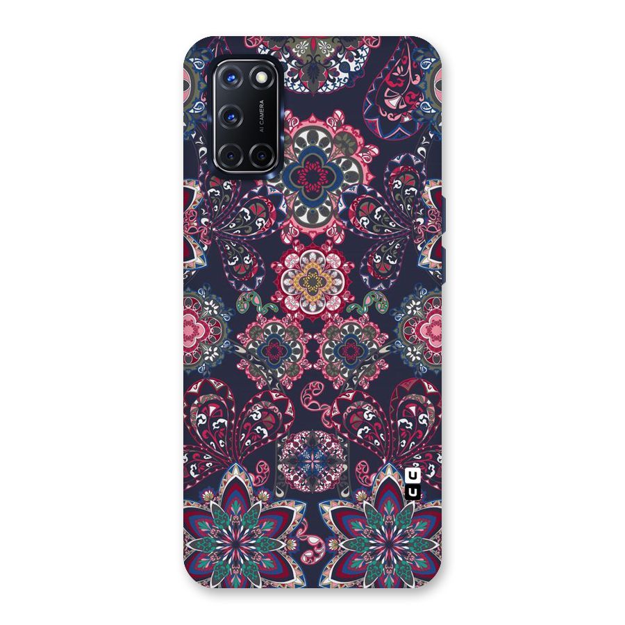 Navy Blue Bloom Pattern Back Case for Oppo A52