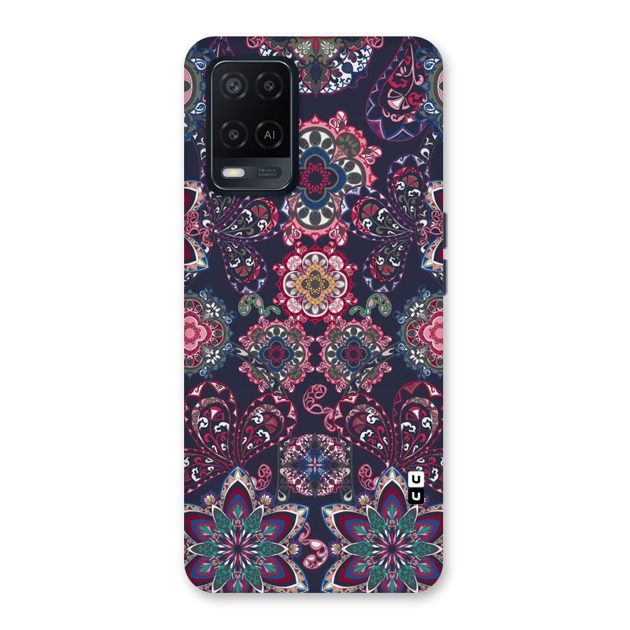 Navy Blue Bloom Pattern Back Case for Oppo A54